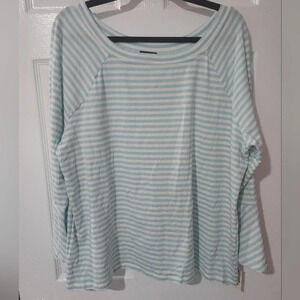 NWT Talbots Woman Blue and White Striped Long Bell Sleeves in Size 2X